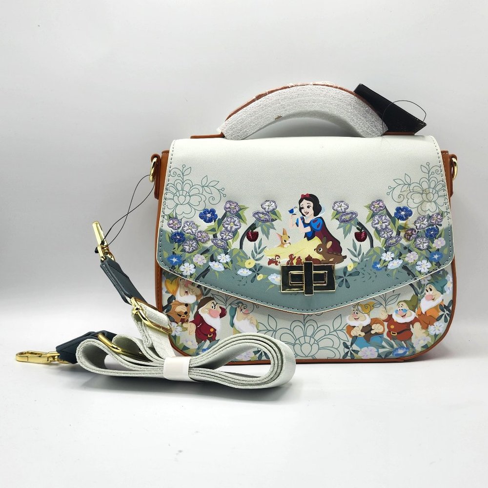 Loungefly White and Brown Crossbody Bag with Floral Accents